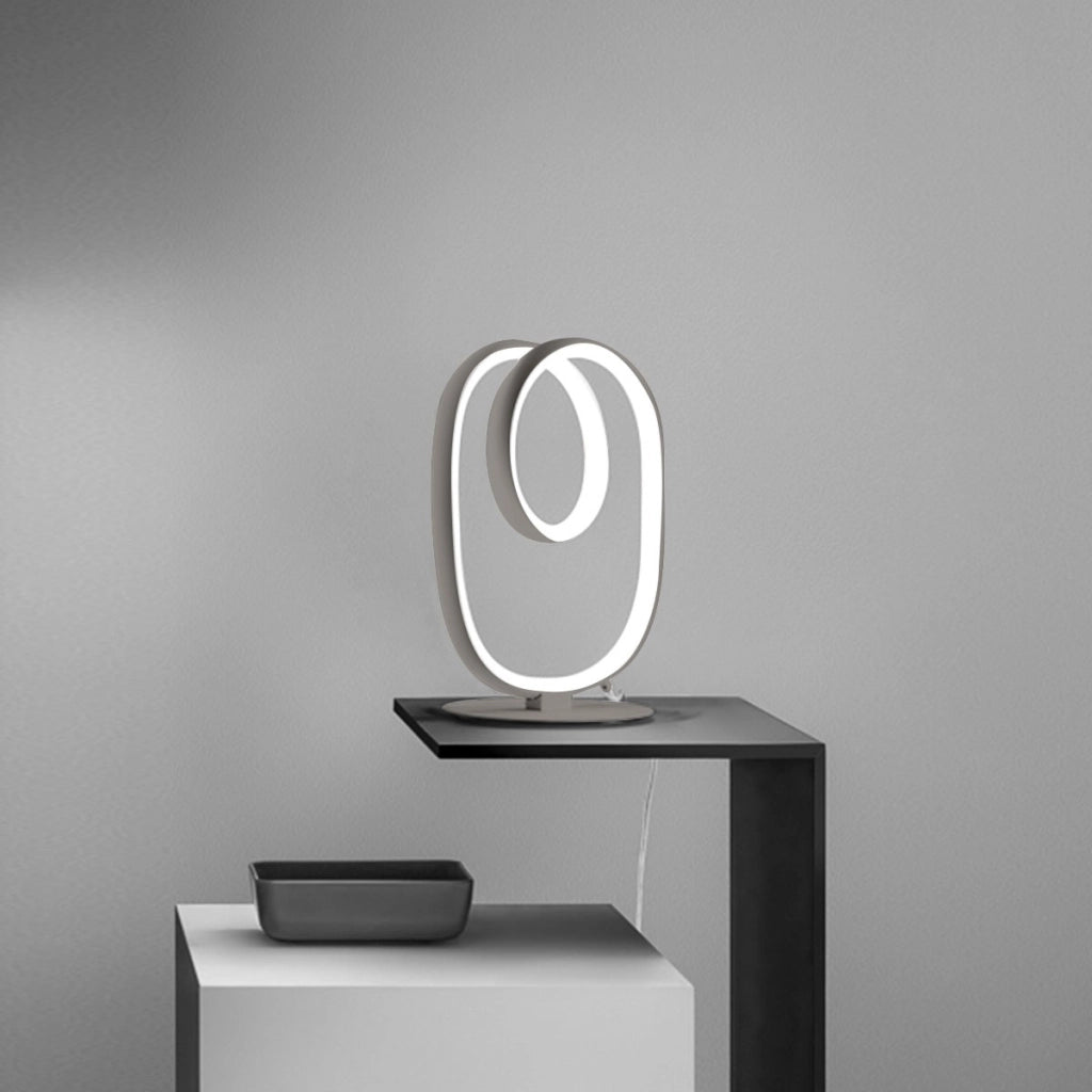 Lampada da tavolo Diva L Titanio - Abat-jour LED 17W 3000K 720lm in alluminio e silicone, Diffusione 360 gradi, Dimmerabile integrato - Gealuce