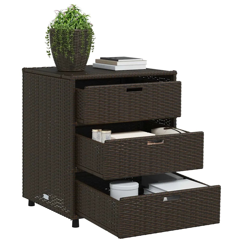 Armadietto Portaoggetti Giardino Marrone 55x59x69cm Polyrattan 365556