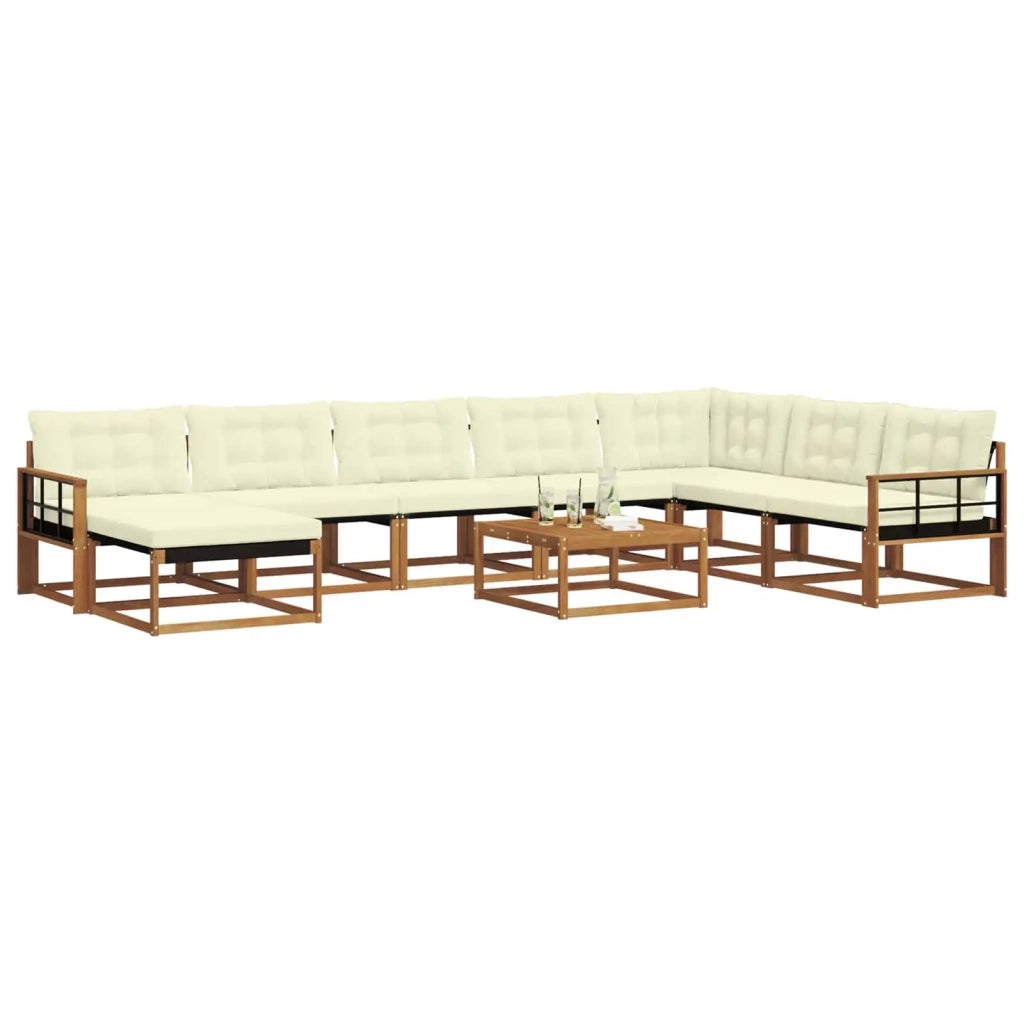 Set di divani da esterno con cuscino 9 pcs Naturale e Crema 3369773