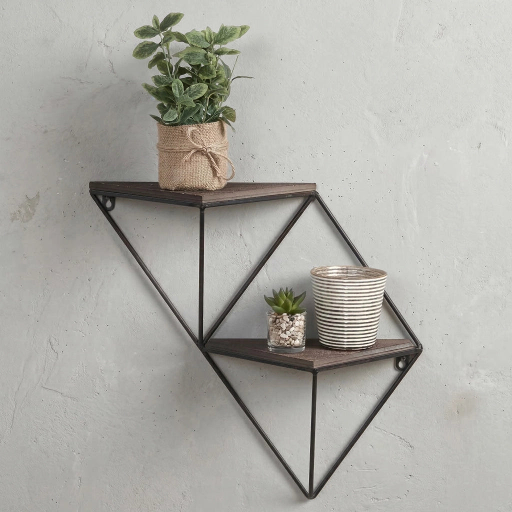 Cassola, Mensola 2 Ripiani, 33x13x30h cm Marrone Noce