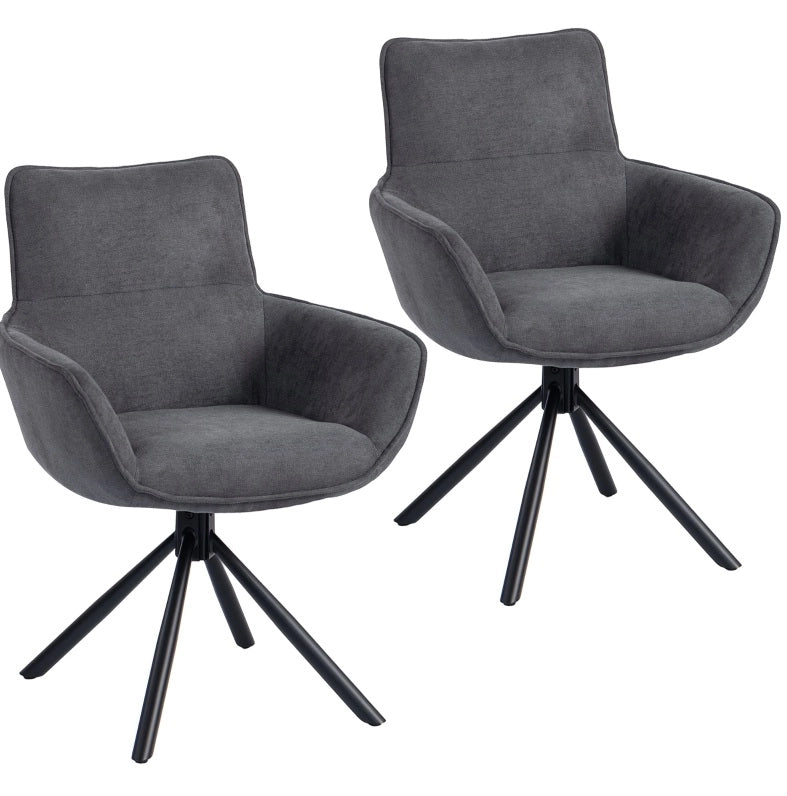 Set di 2 sedie da pranzo girevoli grigio scuro