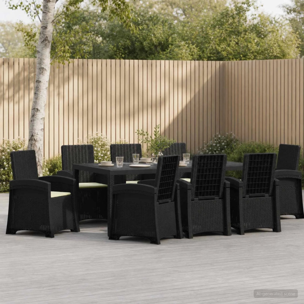 Set da Pranzo per Giardino 9 pz Antracite e Crema PP 3430151
