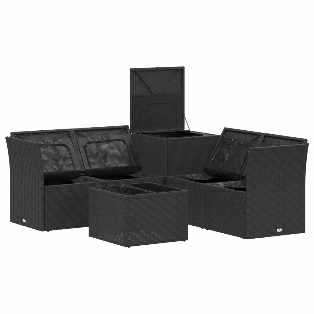 Set di divani 6 pz Nero Rattan sintetico e Acciaio 3447337