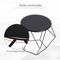 Tavolino da Caffè Salotto Design Nordico Minimalista Geometrico Ampio Piano, Acciaio, 54x54x44cm