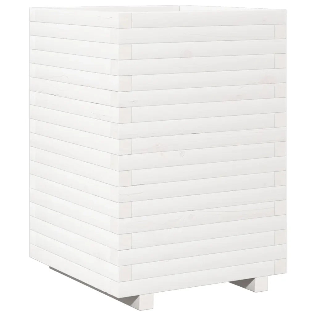 Fioriera da Giardino Bianca 50x50x72 cm Legno Massello di Pino 3282610