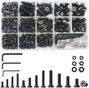 Set di viti e bulloni in acciaio inossidabile M3/M4/M5 (747 pezzi, nero) con chiave a stella