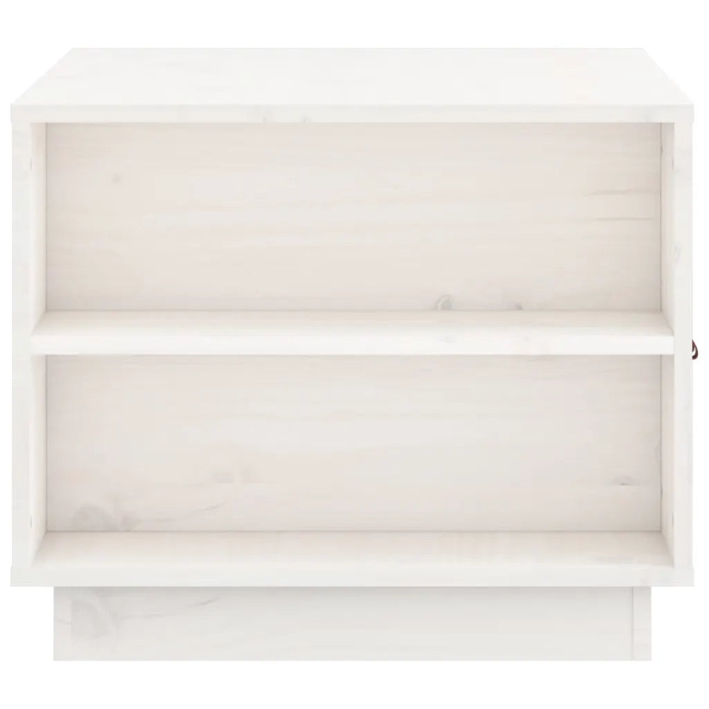 Tavolino da Salotto Bianco 100x50x41 cm Legno Massello di Pino