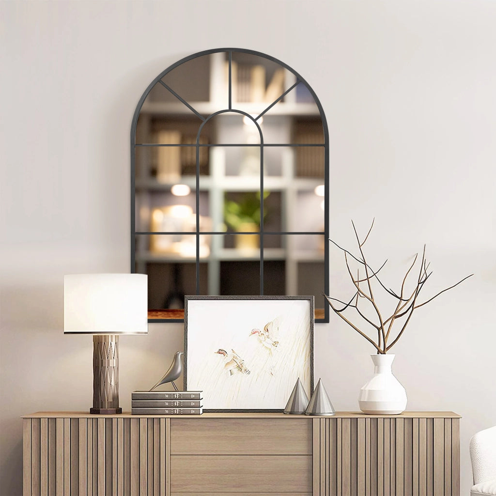 Specchio da parete decorativo 91 x 60 cm con cornice in metallo nero