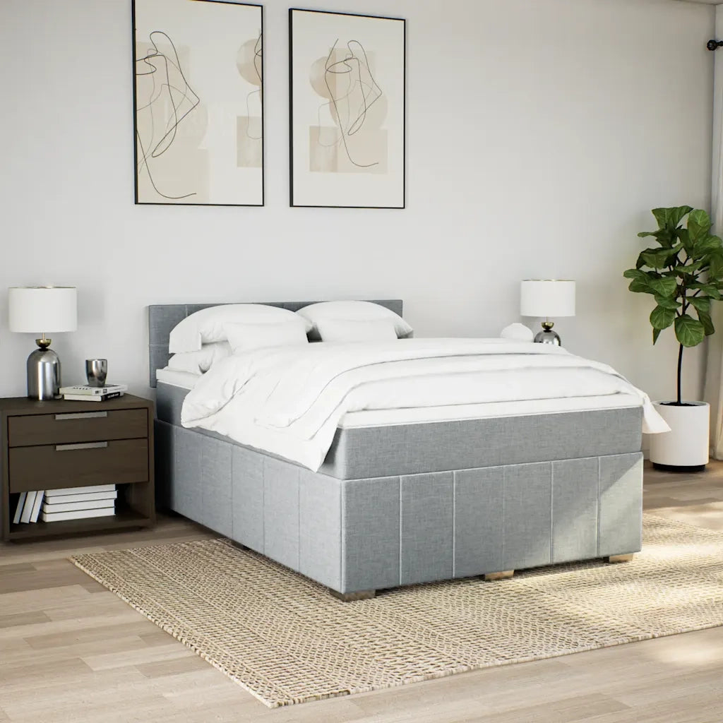 Giroletto a Molle con Materasso Grigio Chiaro 140x200cm Tessuto