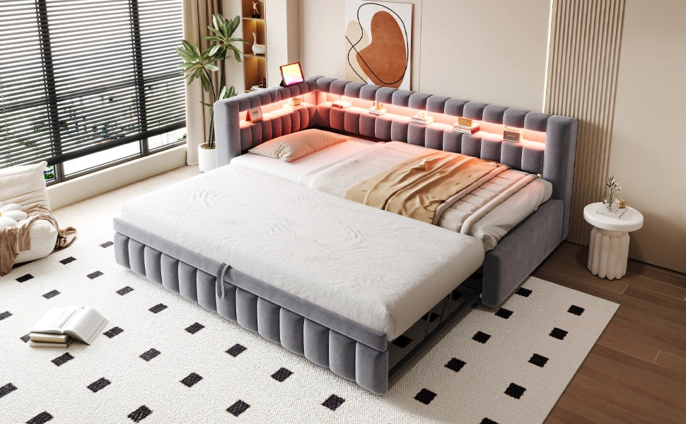 letto imbottito velluto grigio scuro 102 x 211.5 cm