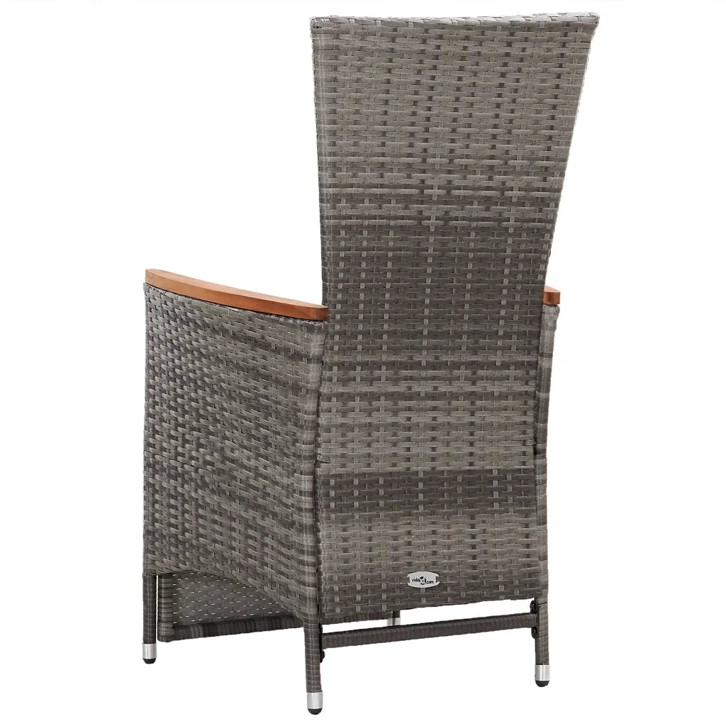 Sedie da Giardino Reclinabili 2 pz | Sedie da Esterno e Cuscini Polyrattan Grigio