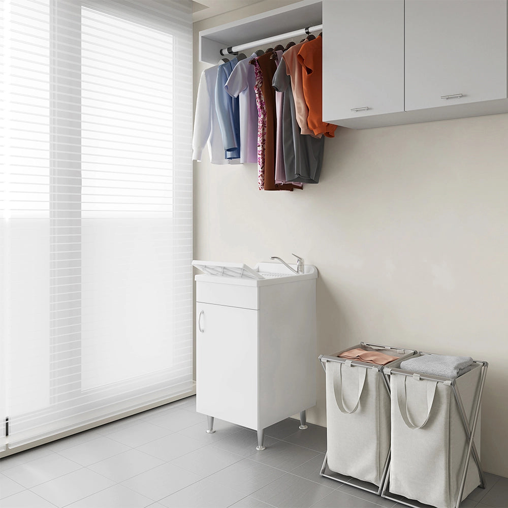 Mobile lavatoio 45 x 50 in legno con asse e kit di scarico incluso Fedra
