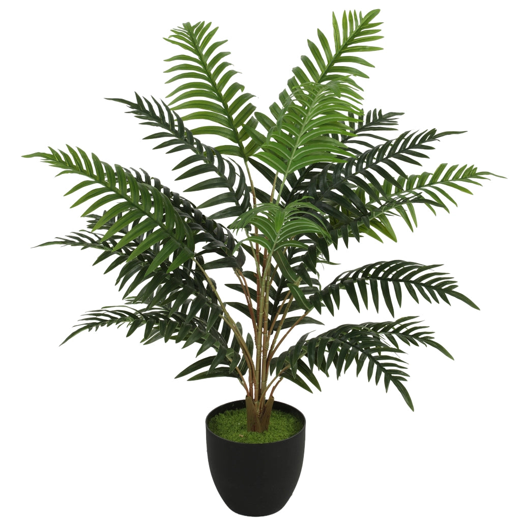 Pianta Artificiale Felce ¨C zephmum ¨C Verde 20 Foglie in PEVA Vaso Nero in PP e Cemento
