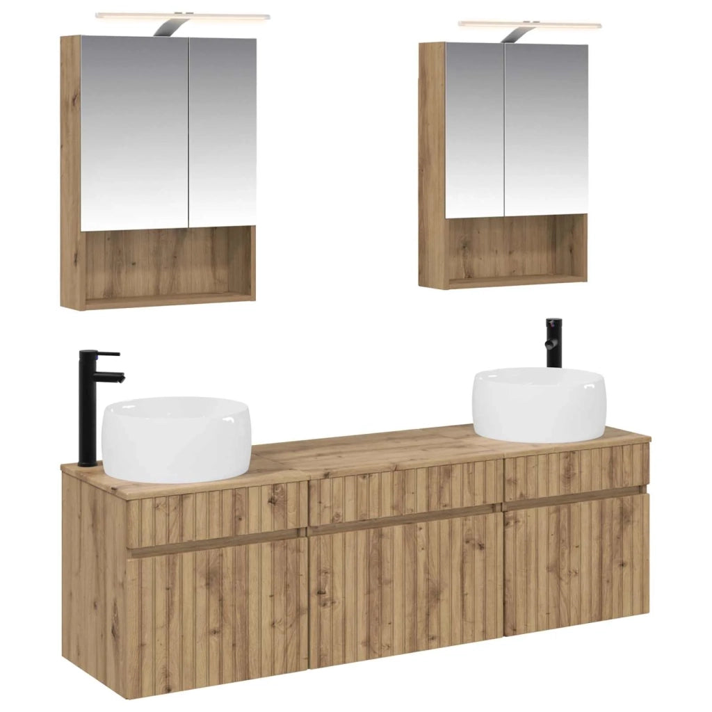 Set di Armadi da Bagno 5 pcs Rovere Artigianale 3406646