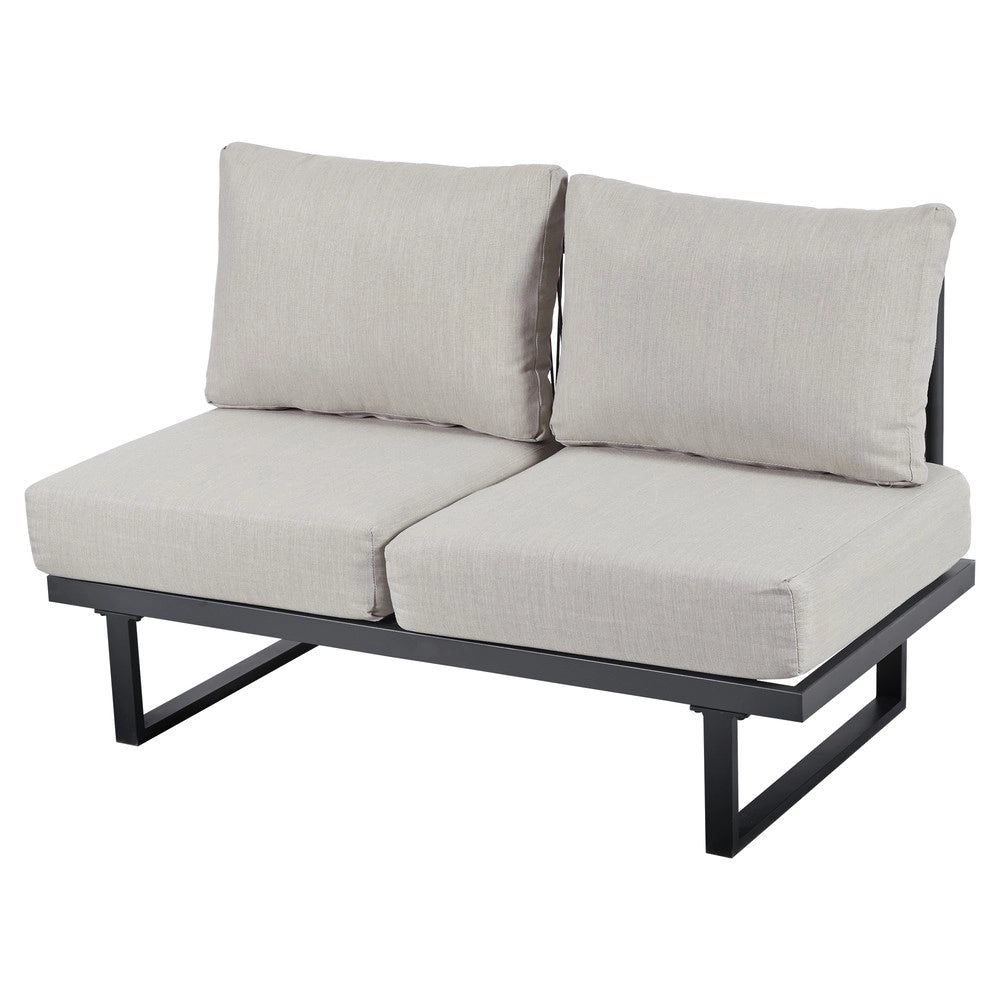 Set da giardino angolare - Zephmum - Trasformabile in lettino, acciaio zincato, colore grigio-beige
