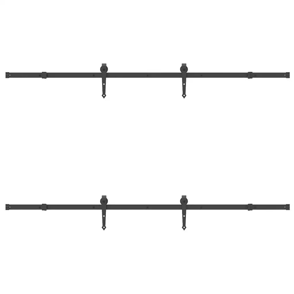 Kit di Binari per Porte Scorrevoli 213,5 cm Acciaio Nero 3295726