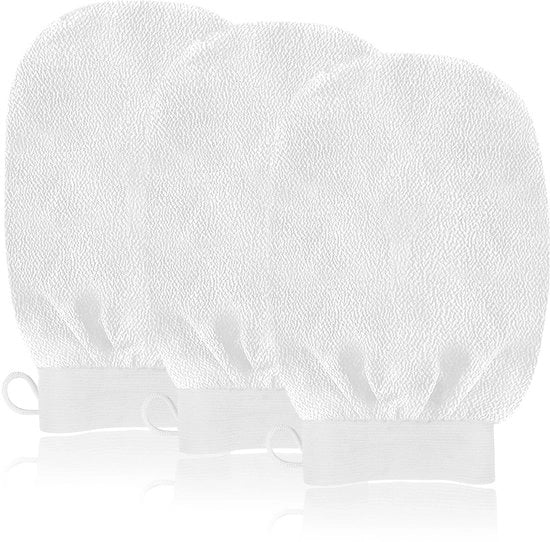 Kit di esfolianti per mani, set di 3 guanti da corpo esfoliante, bagno, SPA, esfolianti a doppia faccia con scrubber profondo, rimuove la pelle morta, guanti per esfolianti profondi per corpo