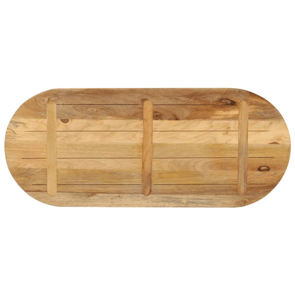 Piano Tavolo 140x50x2,5 cm Ovale Legno Massello Grezzo di Mango