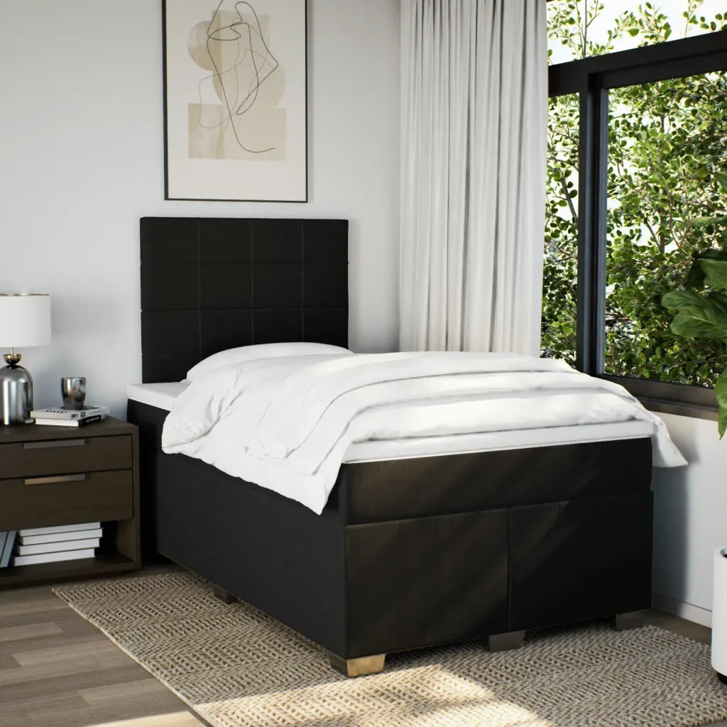 Giroletto a Molle con Materasso Nero 120x200 cm in Tessuto