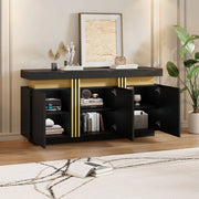 Credenza nera e oro 3 ante mobile buffet 140 cm con piano effetto marmo