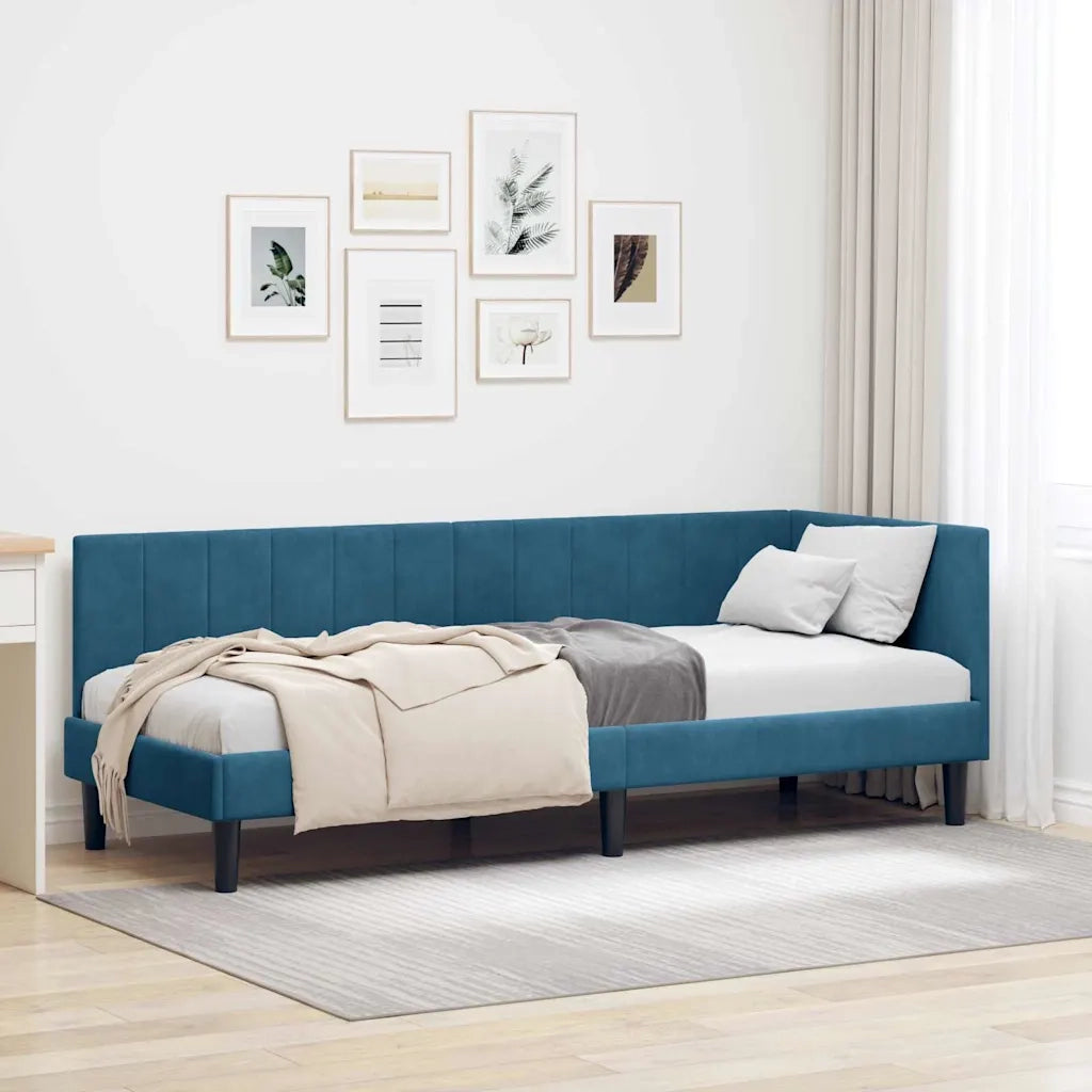 Cornice del letto ad angolo Blu 80 cm x 200 cm Velluto 42016327
