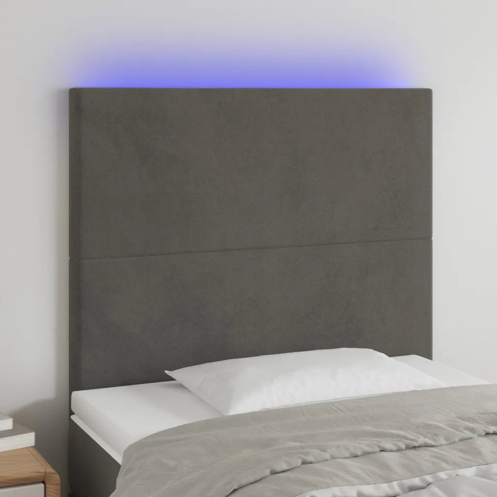 Testiera | Testata a LED GrigioScuro 100x5x118/128cm in Velluto