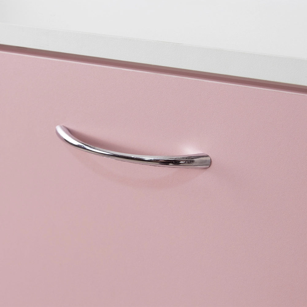 Scarpiera 4 Ante Ripiani Doppia Profondità con Maniglia Rosa e Bianco 63x24x150cm
