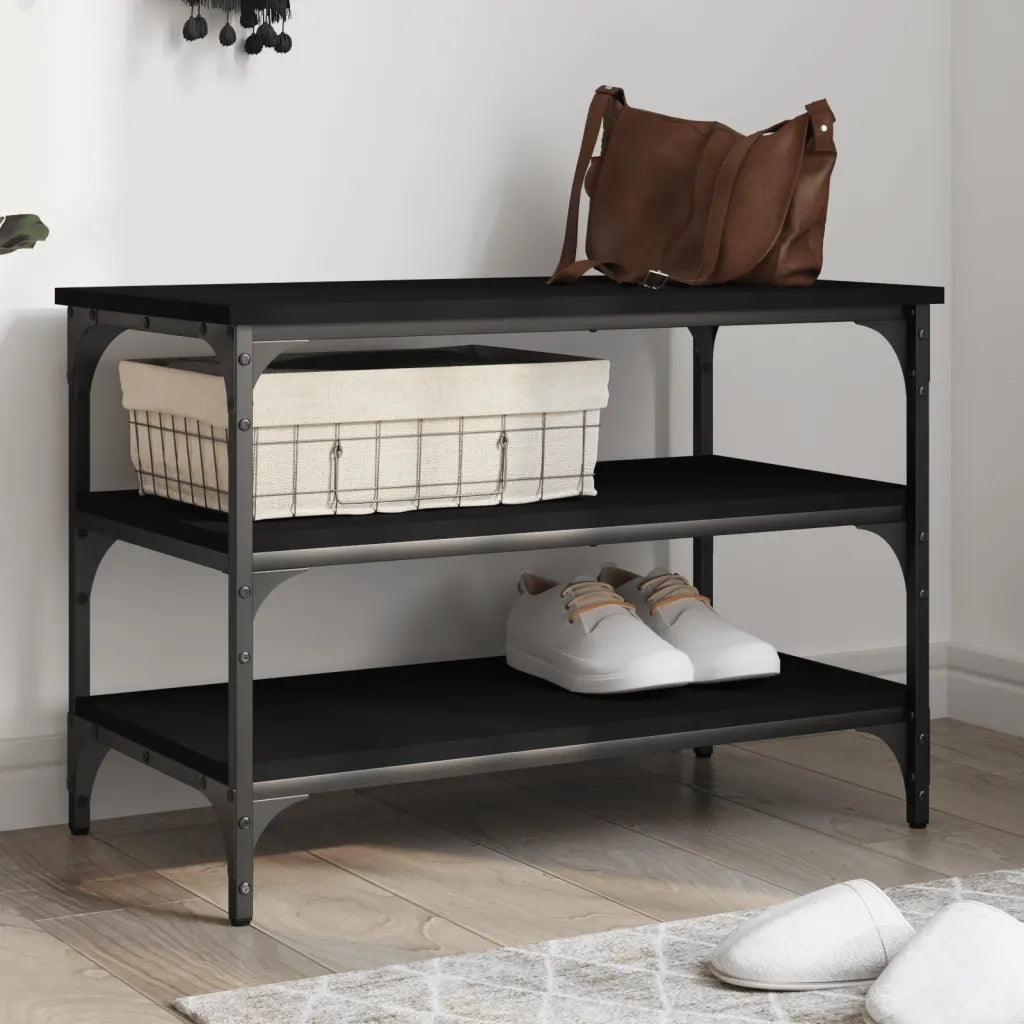 Panca Porta Scarpe Nera 70x38,5x49 cm in Legno Multistratocod mxl 86105