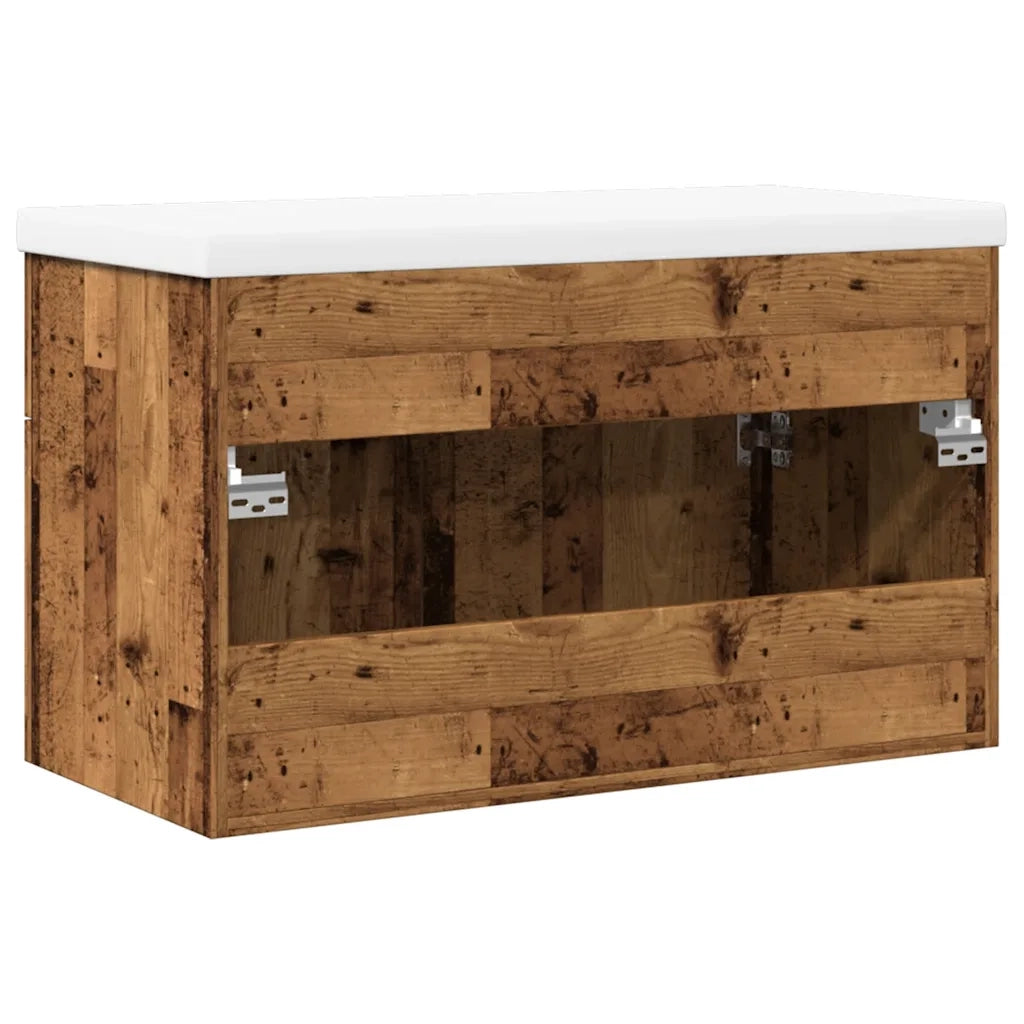 Set Mobili da Bagno 2 pz Legno Antico in Legno Multistrato