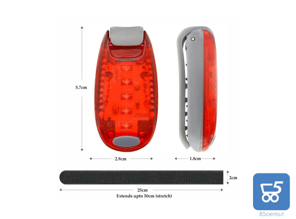 LED Rosso Luce di Sicurezza Notturna a Clip Impermeabile Lampeggiante per Corsa e Bici Kit da 3 Pezzi