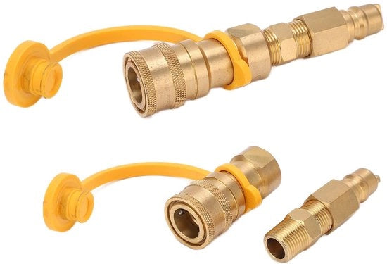 Adattatore di Connettore Rapido a Gas Propano - Adattatore di Connettore Rapido a Gas Compatto - Duraturo e Affidabile - 3/8in Ottone Mascalco - Perfetto per Propano - 1 pezzo