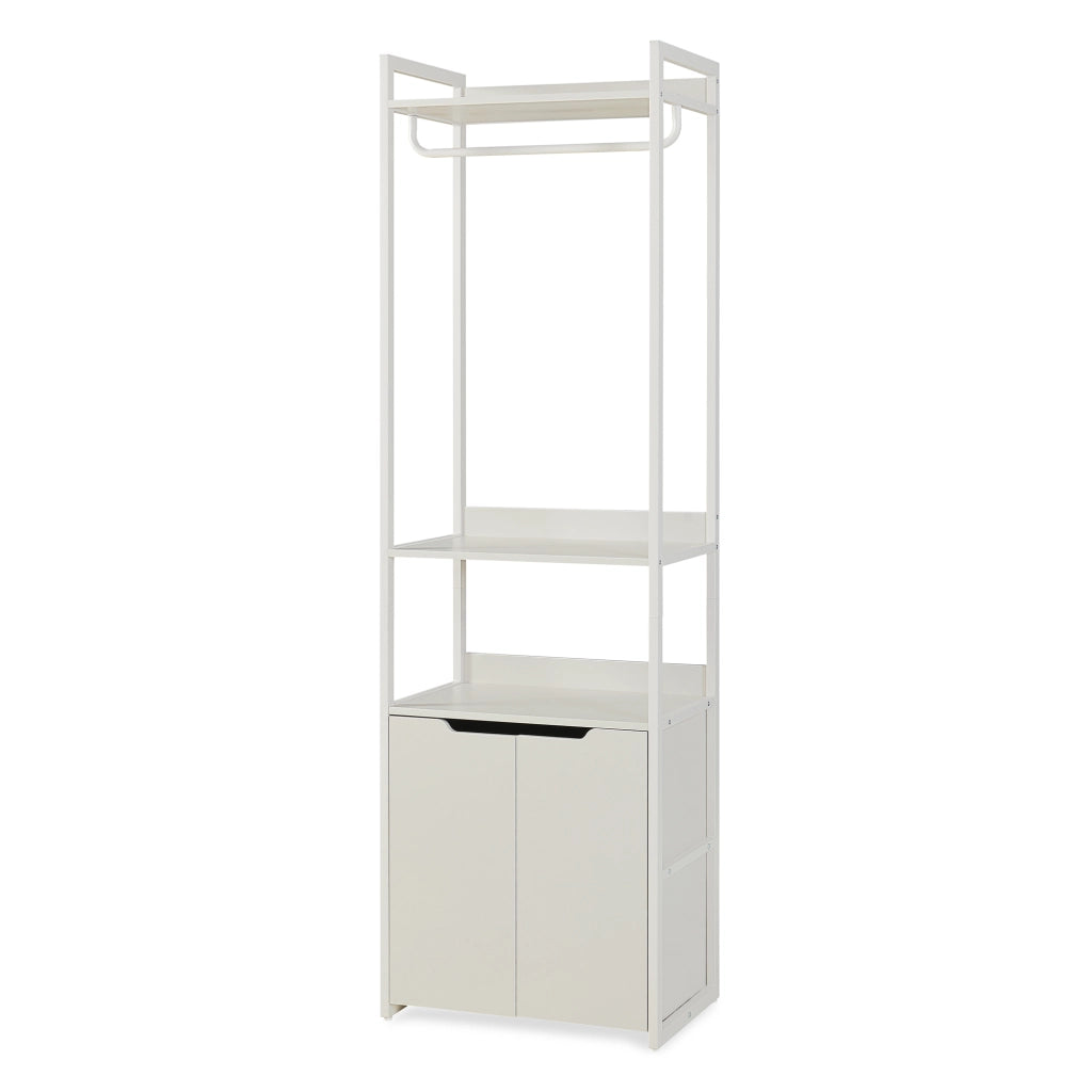 Stand Appendiabiti Jässaatka in Acciaio con Armadietto e 3 Ripiani 200 x 61 x 40 cm - Grigio [en.casa]