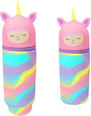 Etui a doppio utilizzo in silicone, borsa a doppio utilizzo in silicone morbida Etui Kawaii Etui morbido in silicone per penne, contenitore per penne e penne, Etui animali, Etui (unicorno rosa)