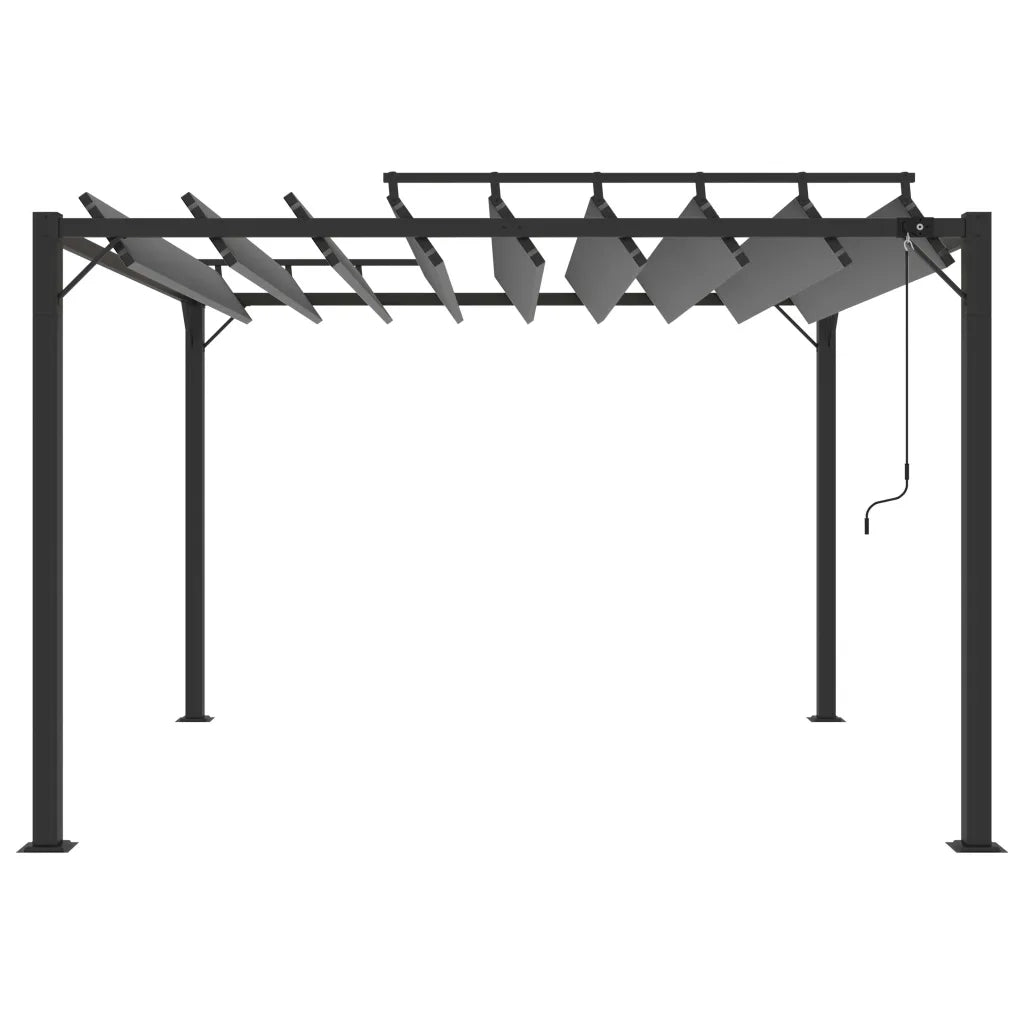 Gazebo con Tetto a Lamelle 3x3 m in Tessuto Antracite/Alluminio