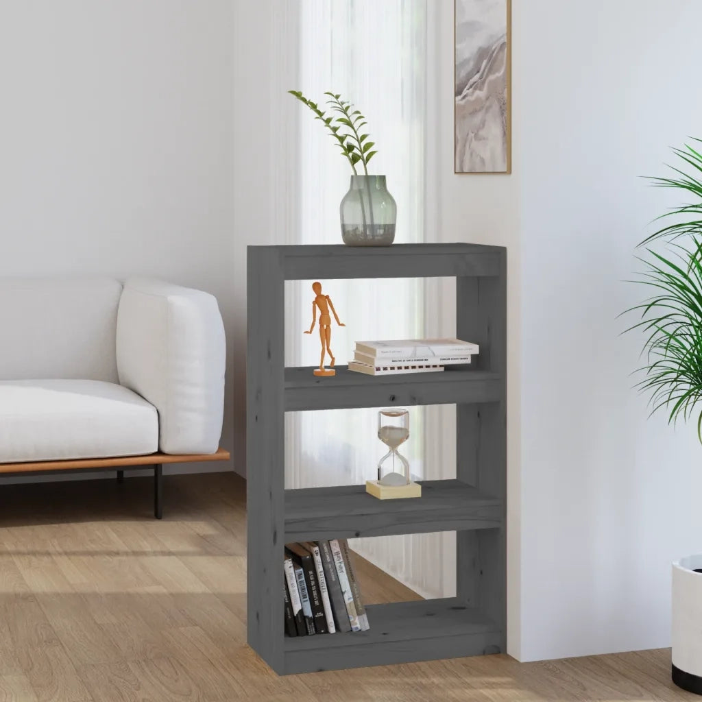 Libreria/Divisorio Grigio 60x30x103,5 cm in Massello di Pino 808165