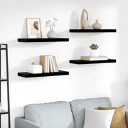 Scaffali a Parete 4 pz Nero Lucido 60x23,5x3,8 cm in MDF 323771