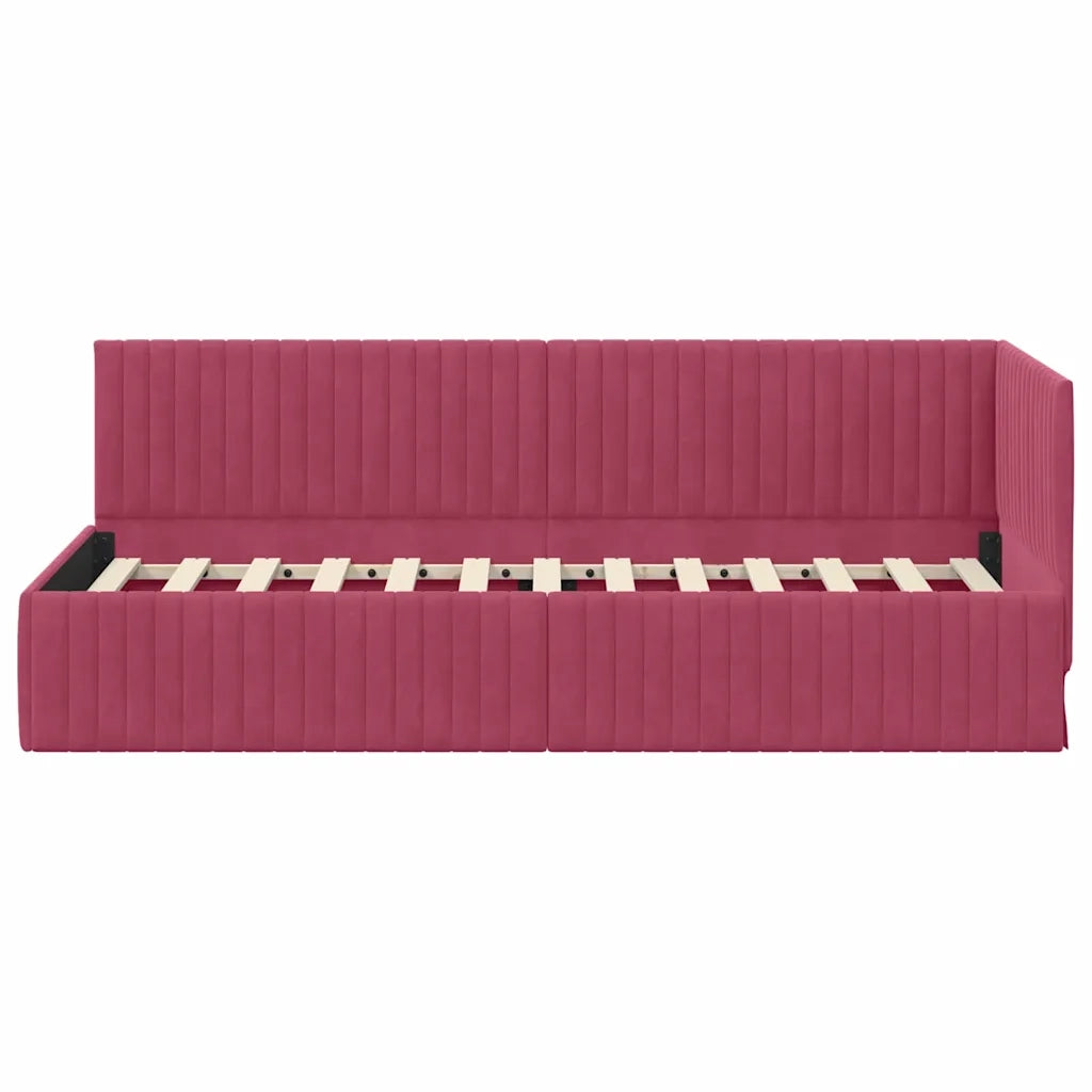 Cornice del letto ad angolo Rosso Vino 80 cm x 200 cm Velluto