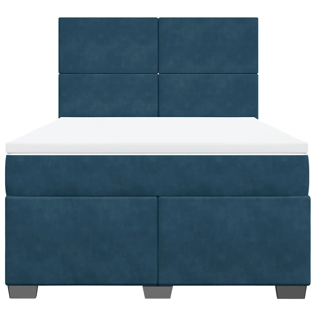 Giroletto a Molle con Materasso Blu 160x200 cm in Velluto 3290952