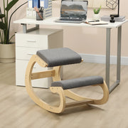 Chaise ergonomica a ginocchio con movimento oscillante e supporto stabile in legno grigio 54,5 × 85 × 54 cm