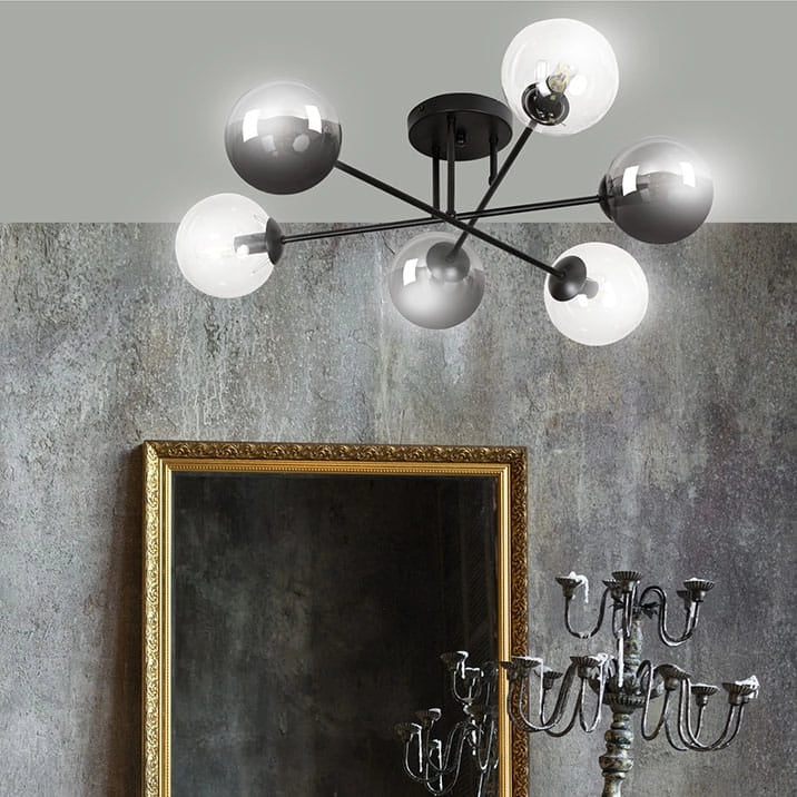 Lampadario Emibig Brendi 6xE14 nero vetro multicolore