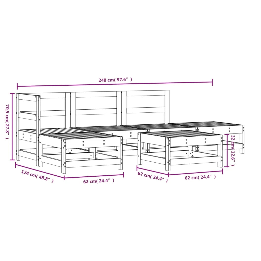 Set Salotto da Giardino 6 pz in Legno Impregnato di Pino 3186318