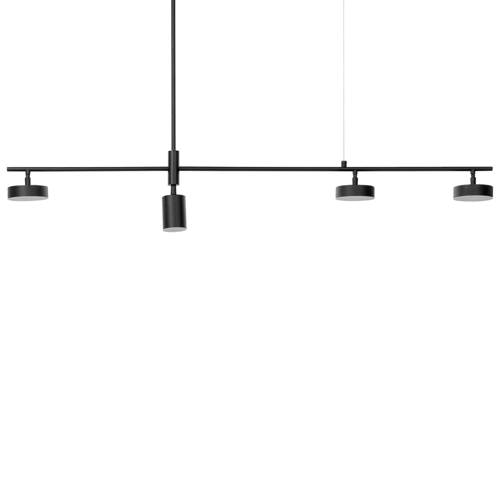 Lampadario LED in metallo nero 69 cm 4 luci binario moderno sala da pranzo soggiorno