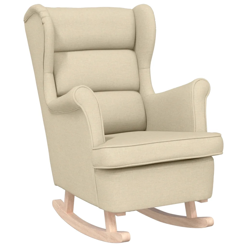 Poltrona | Sedia a Dondolo Crema 74x90x102 cm in Tessuto