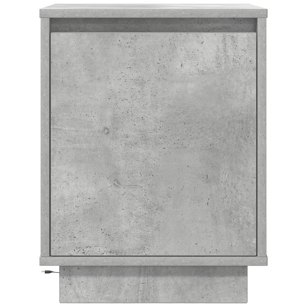 Comodino con Luci LED-Tavolino da notte Grigio Cemento 38x34x50 cm 425419