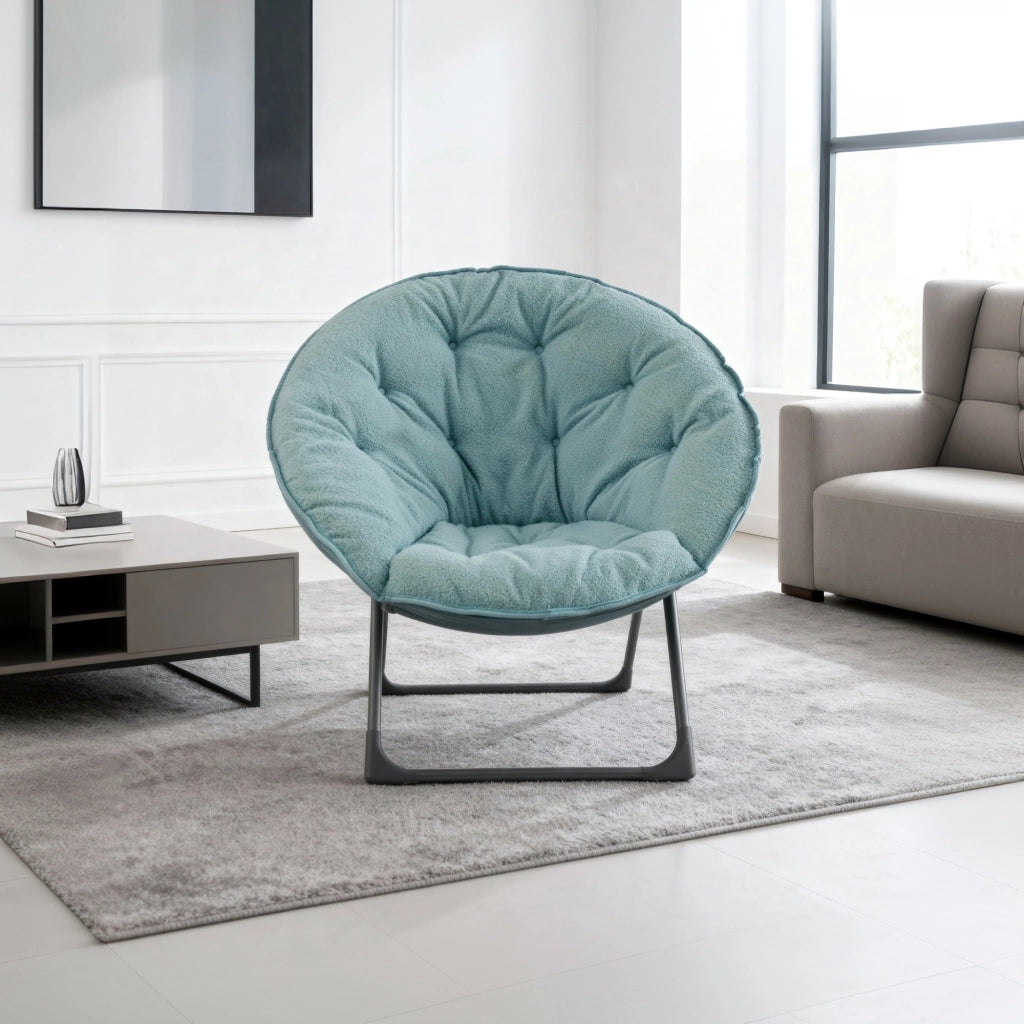 Poltrona Saucer Pieghevole ¨C MINIMAL ¨C Blu, Tessuto Morbido, per Camera e Soggiorno
