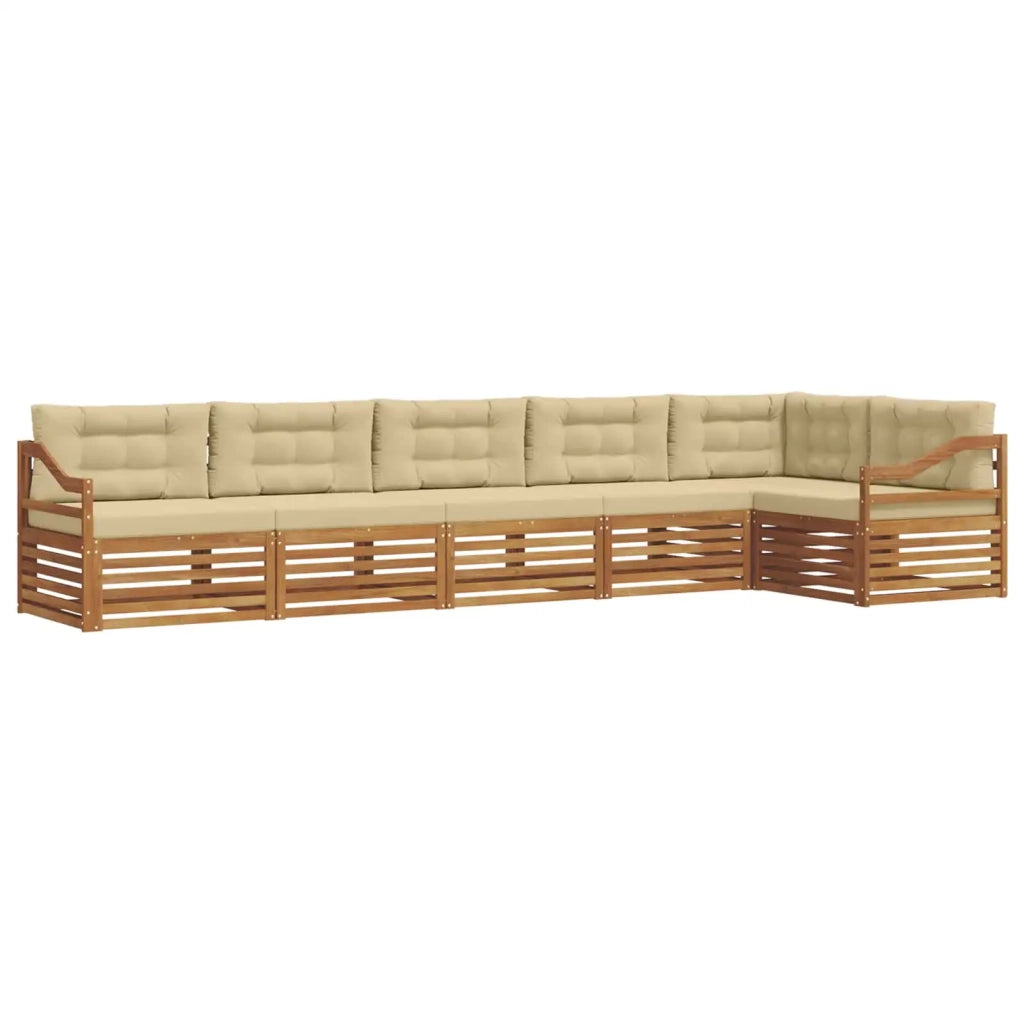 Set di divani da esterno con cuscino 6 pcs Naturale e Beige 3373558