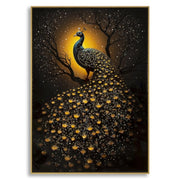 Stampa Decorata Su Tela Laccata Con Cornice Peacock cm 70x4x100