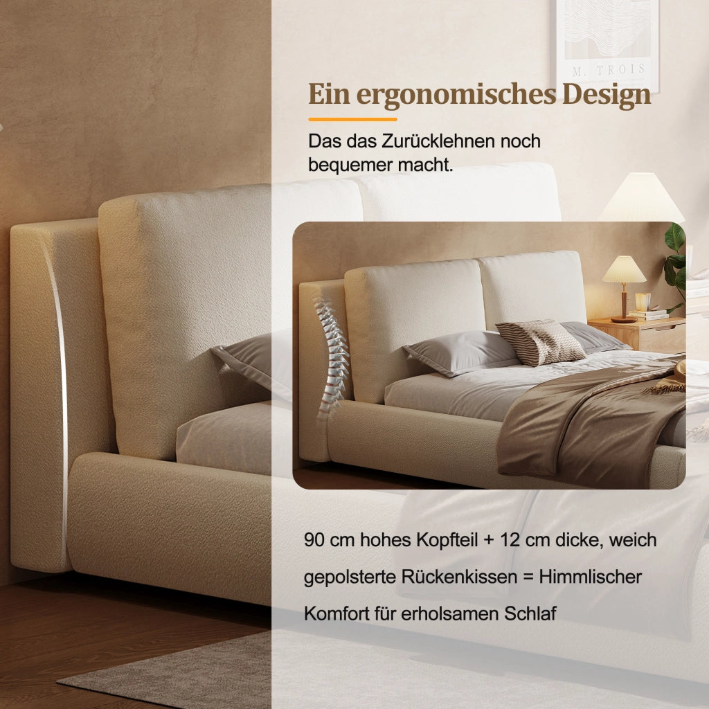 letto imbottito bouclé beige 180 x 200 cm
