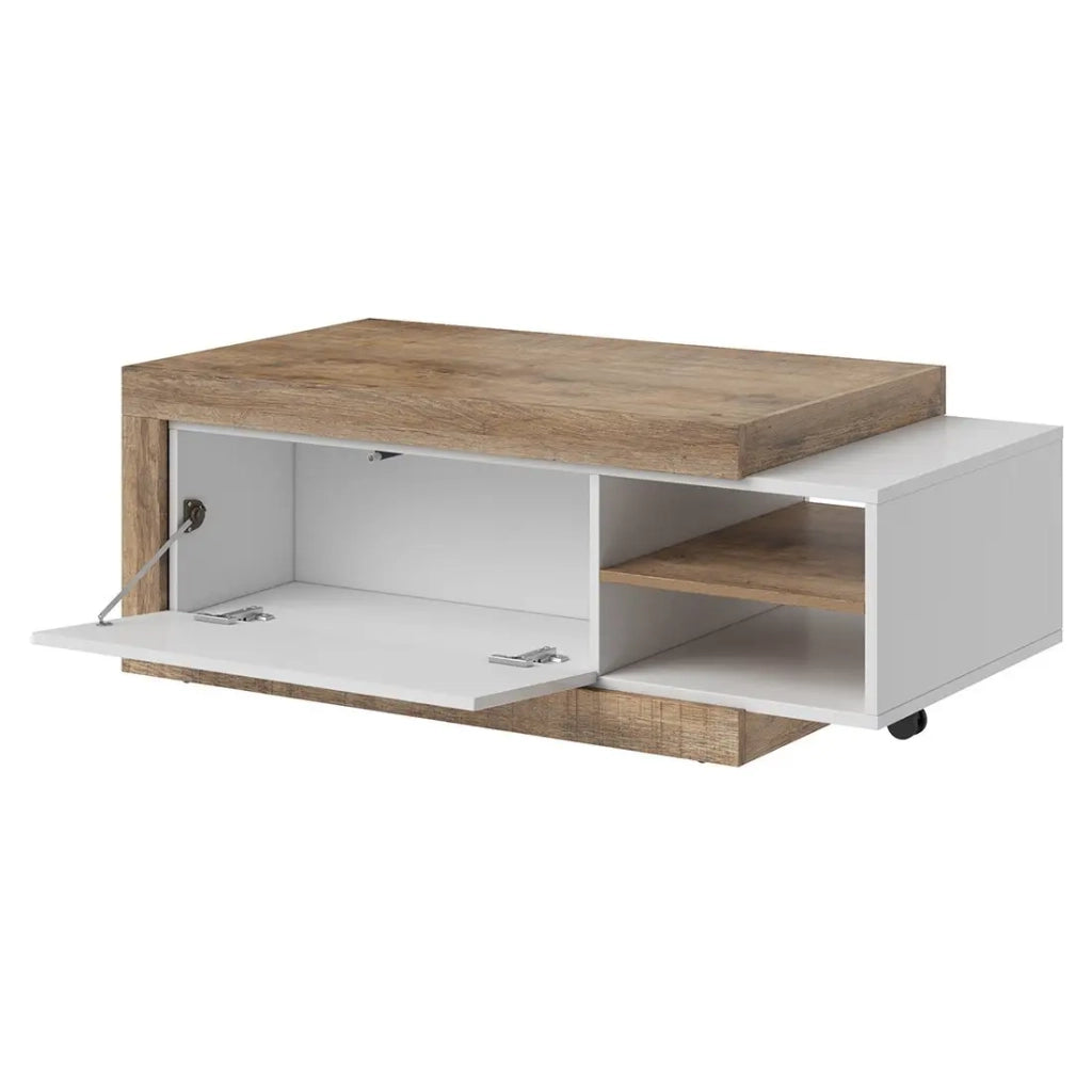 Set di 5 mobili da salotto collezione SINATRA. Colore quercia e bianco lucido.