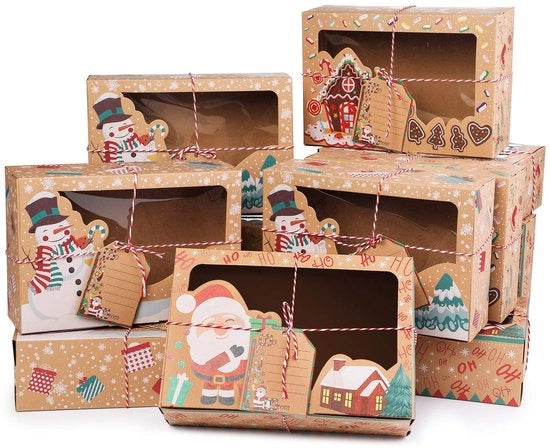 Dizionario di biscotti in cartone - oleofobo - decorato a tema natalizio - contenitore per regali - dimensioni 22 x 15 x 7 cm